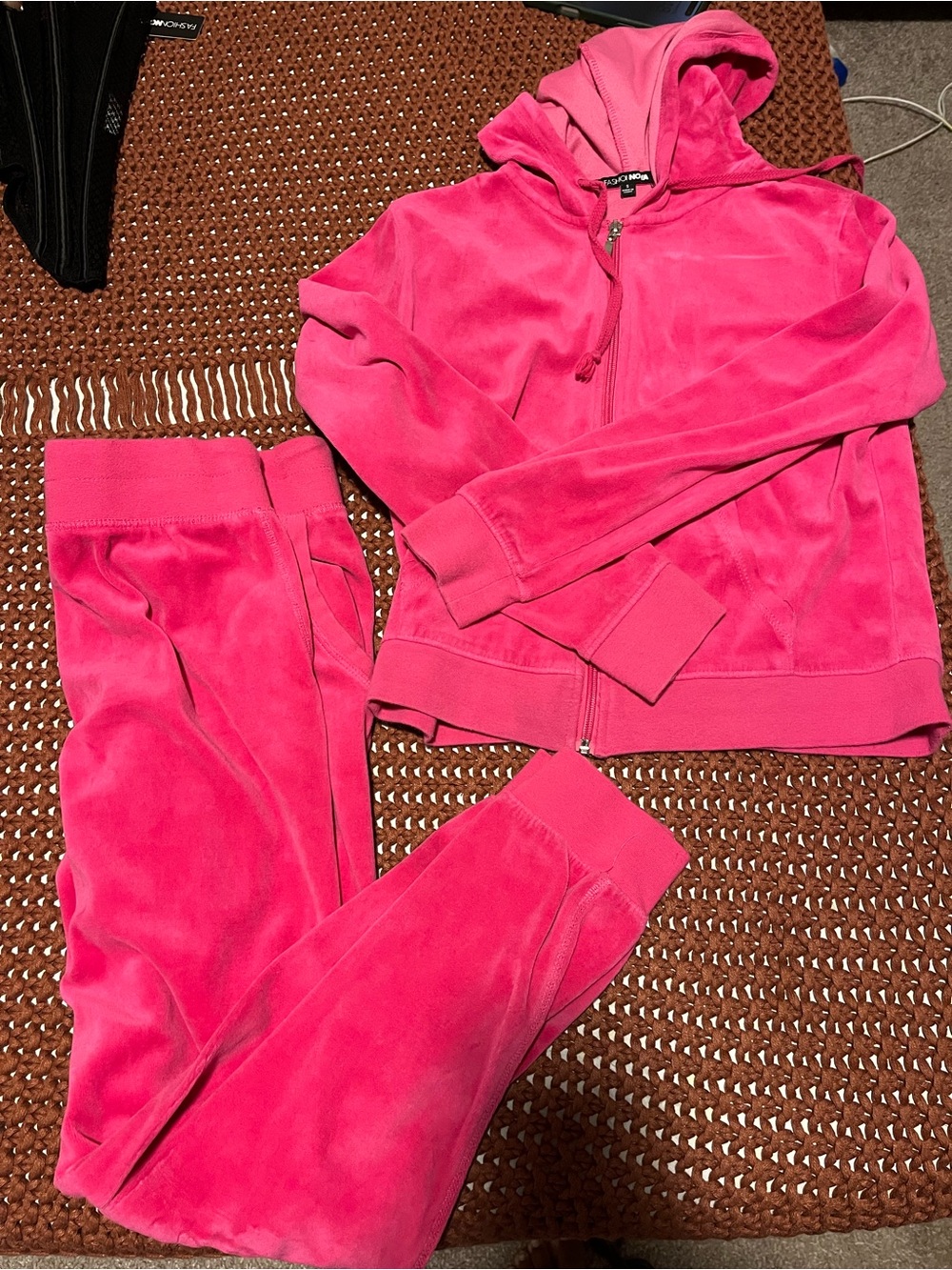 Fashion Nova Hot Pink Kids Velour Hoodie & Jogger Set